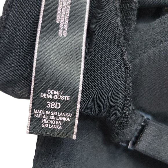 Victoria's Secret Underwire Demi Bra Black 38D Lace Overlay Light Padding Adj - Picture 9 of 10